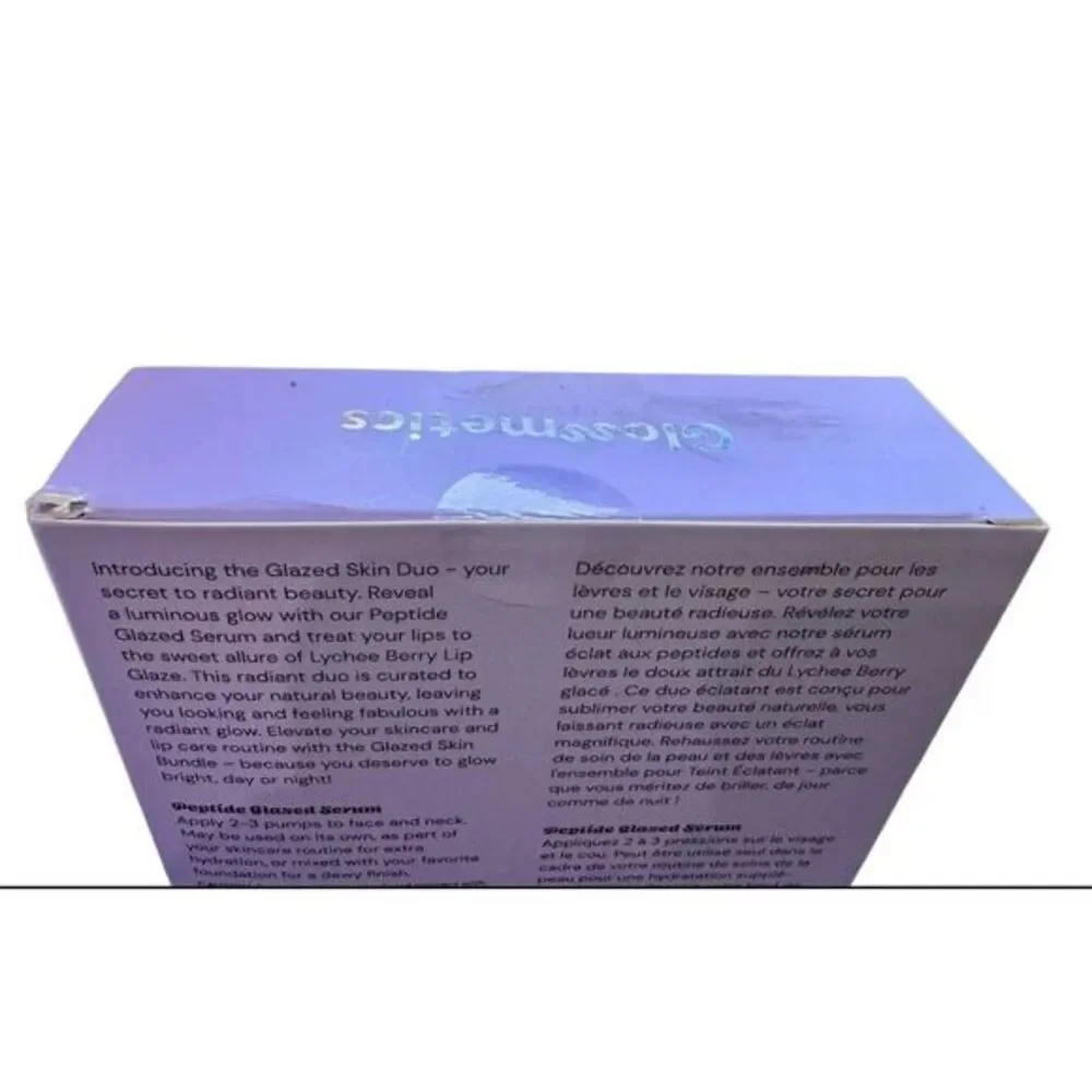 Glossmetics Holiglaze Kit Glazed Skin Duo, Peptide Serum + Lychee Lip Glaze NEW‎